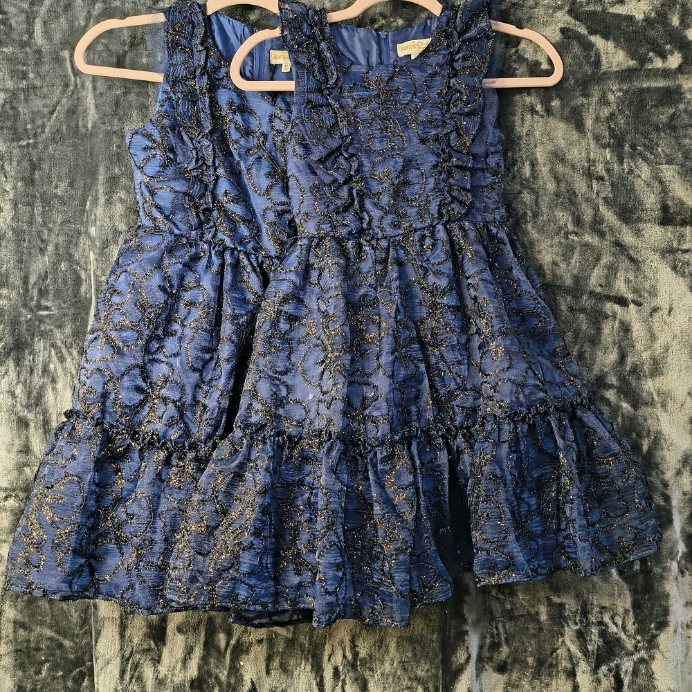 Kensie Girl Blue and Gold Textured Dress